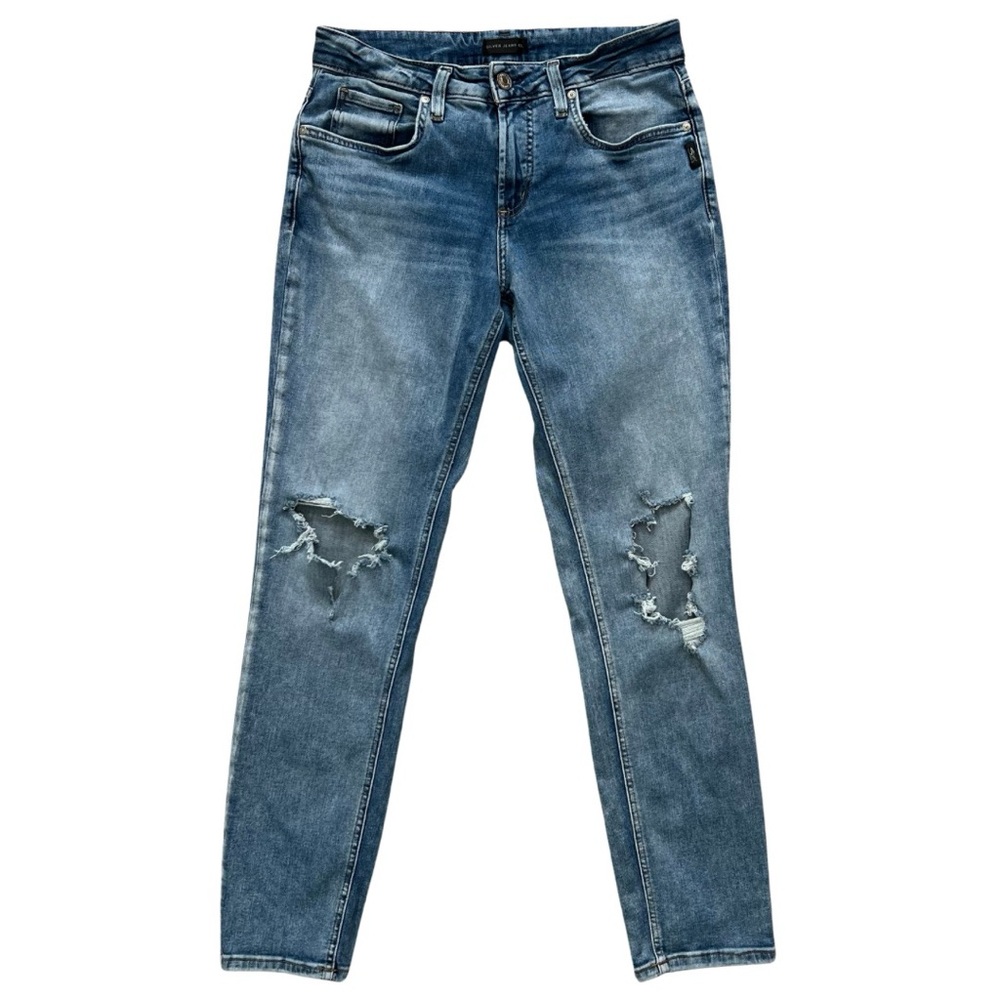 Silver Jeans Boyfriend Women Size 30 Blue Denim Stretch Distressed